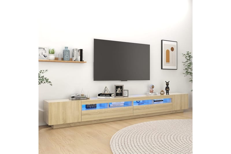 TV-benk med LED-lys sonoma eik 300x35x40 cm - Brun - TV-benk & mediabenk