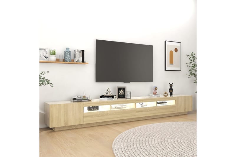 TV-benk med LED-lys sonoma eik 300x35x40 cm - Brun - TV-benk & mediabenk