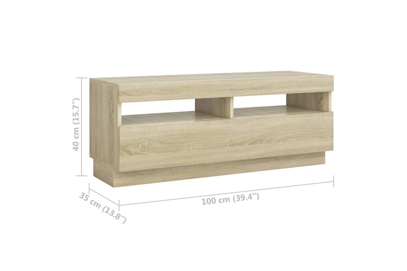 TV-benk med LED-lys sonoma eik 300x35x40 cm - Brun - Møbler - Mediamøbel & tv møbel - TV-benk & mediabenk
