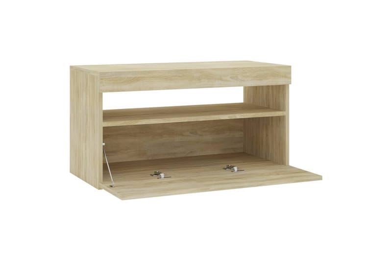 TV-benk med LED-lys sonoma eik 75x35x40 cm - Brun - TV-benk & mediabenk