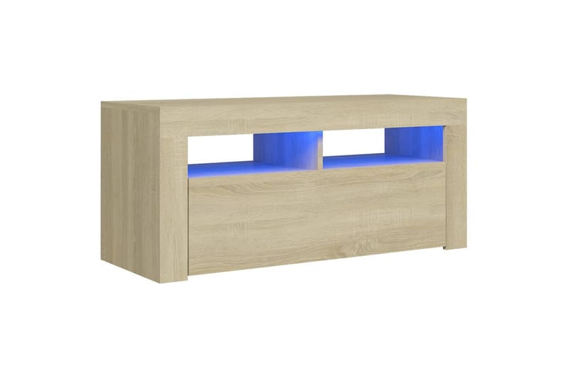 TV-benk med LED-lys sonoma eik 90x35x40 cm - Brun - Møbler - Mediamøbel & tv møbel - TV-benk & mediabenk