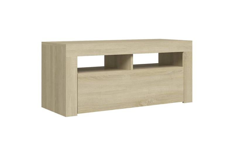 TV-benk med LED-lys sonoma eik 90x35x40 cm - Brun - TV-benk & mediabenk