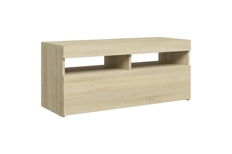 TV-benk med LED-lys sonoma eik 90x35x40 cm - Brun - Møbler - Mediamøbel & tv møbel - TV-benk & mediabenk