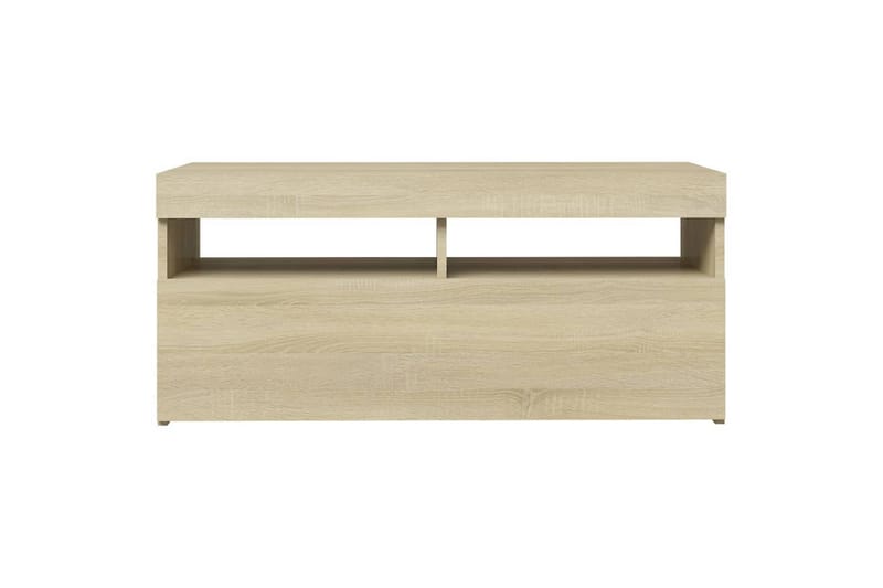 TV-benk med LED-lys sonoma eik 90x35x40 cm - Brun - Møbler - Mediamøbel & tv møbel - TV-benk & mediabenk