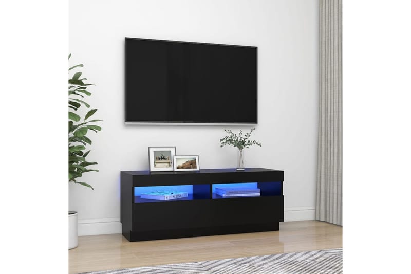 TV-benk med LED-lys svart 100x35x40 cm - Svart - TV-benk & mediabenk