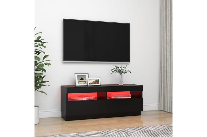 TV-benk med LED-lys svart 100x35x40 cm - Svart - Møbler - Mediamøbel & tv møbel - TV-benk & mediabenk
