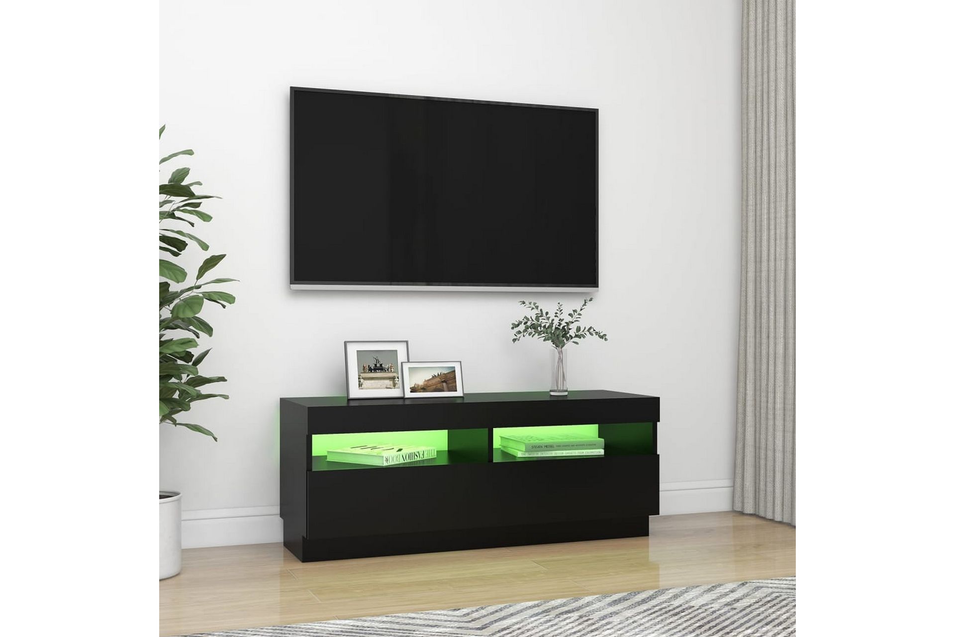 TV-benk med LED-lys svart 100x35x40 cm - Svart - Møbler - Mediamøbel & tv møbel - TV-benk & mediabenk