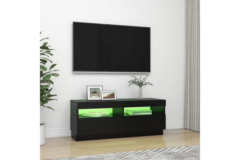 TV-benk med LED-lys svart 100x35x40 cm - Svart - Møbler - Mediamøbel & tv møbel - TV-benk & mediabenk