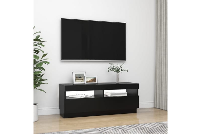 TV-benk med LED-lys svart 100x35x40 cm - Svart - Møbler - Mediamøbel & tv møbel - TV-benk & mediabenk