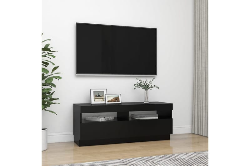 TV-benk med LED-lys svart 100x35x40 cm - Svart - Møbler - Mediamøbel & tv møbel - TV-benk & mediabenk