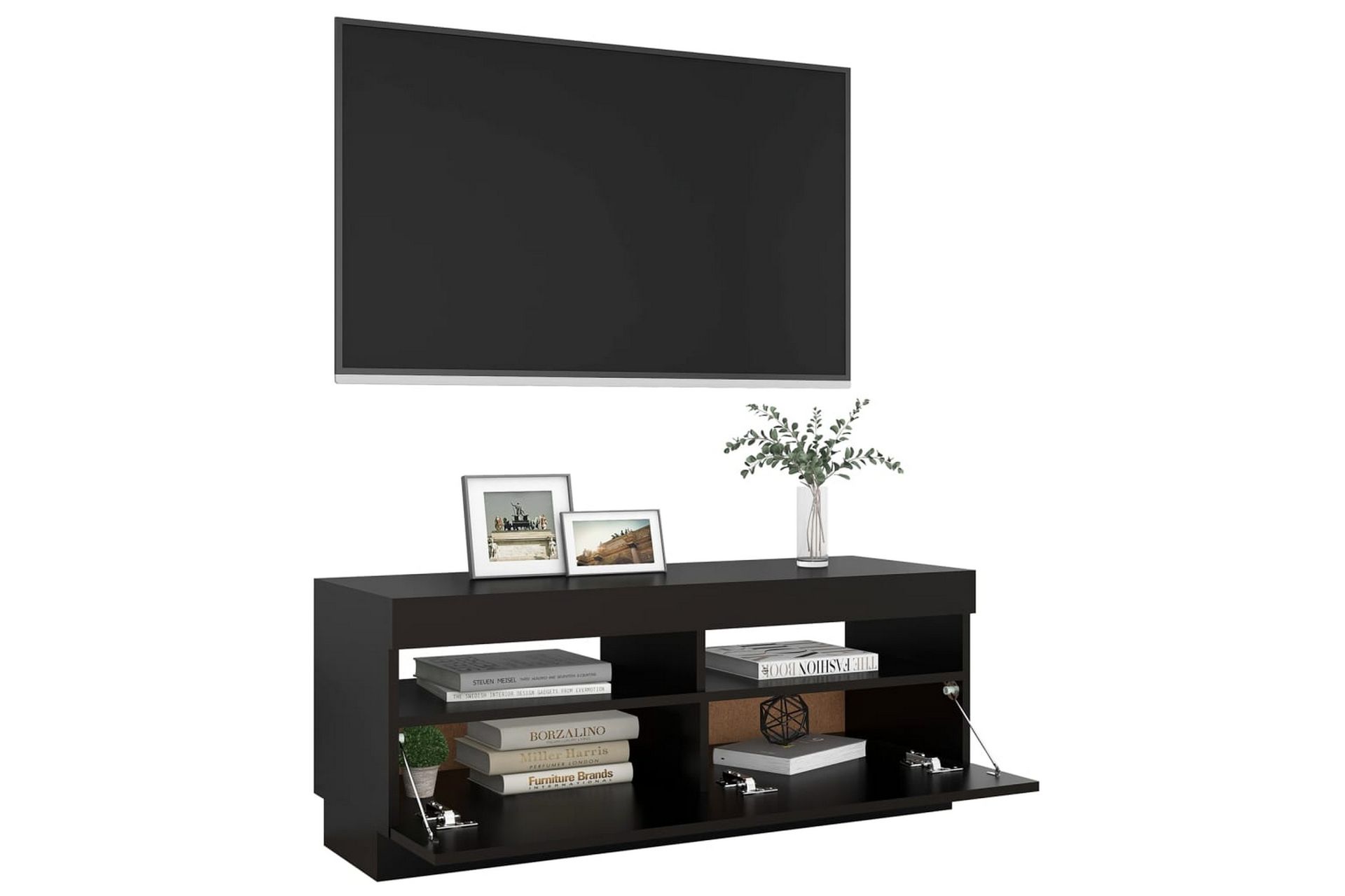 TV-benk med LED-lys svart 100x35x40 cm - Svart - Møbler - Mediamøbel & tv møbel - TV-benk & mediabenk