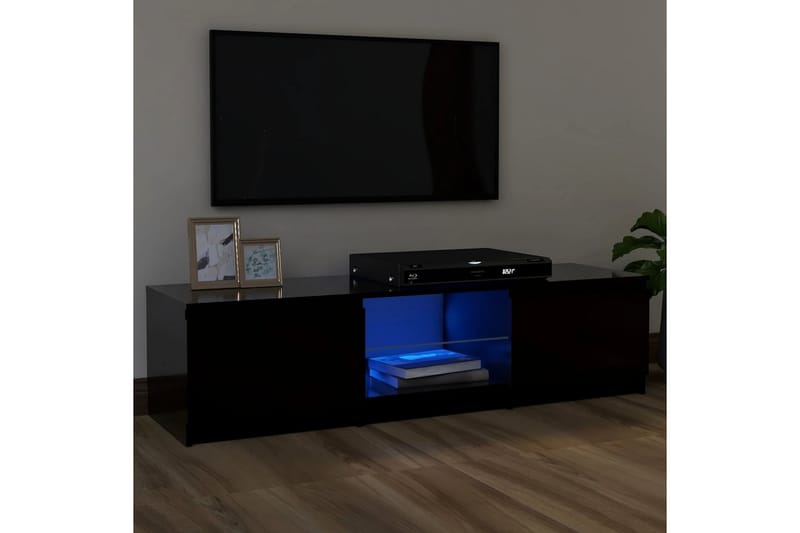 TV-benk med LED-lys svart 120x30x35,5 cm - Svart - TV-benk & mediabenk