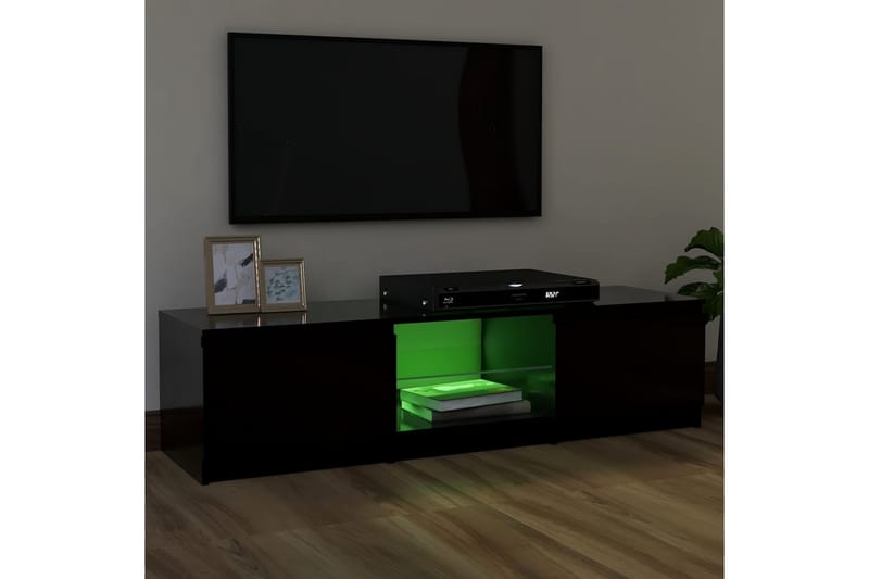 TV-benk med LED-lys svart 120x30x35,5 cm - Svart - TV-benk & mediabenk