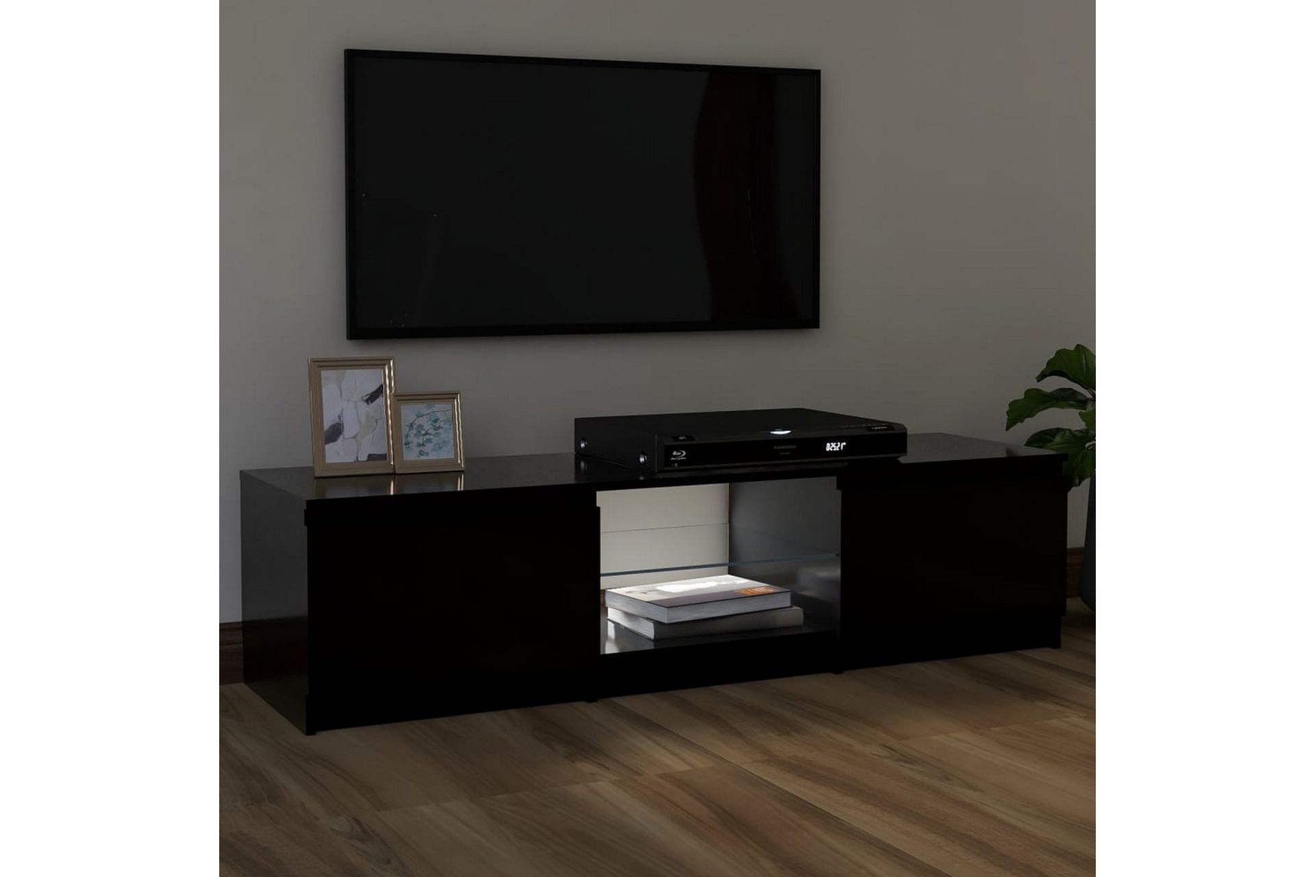 TV-benk med LED-lys svart 120x30x35,5 cm - Svart - Møbler - Mediamøbel & tv møbel - TV-benk & mediabenk