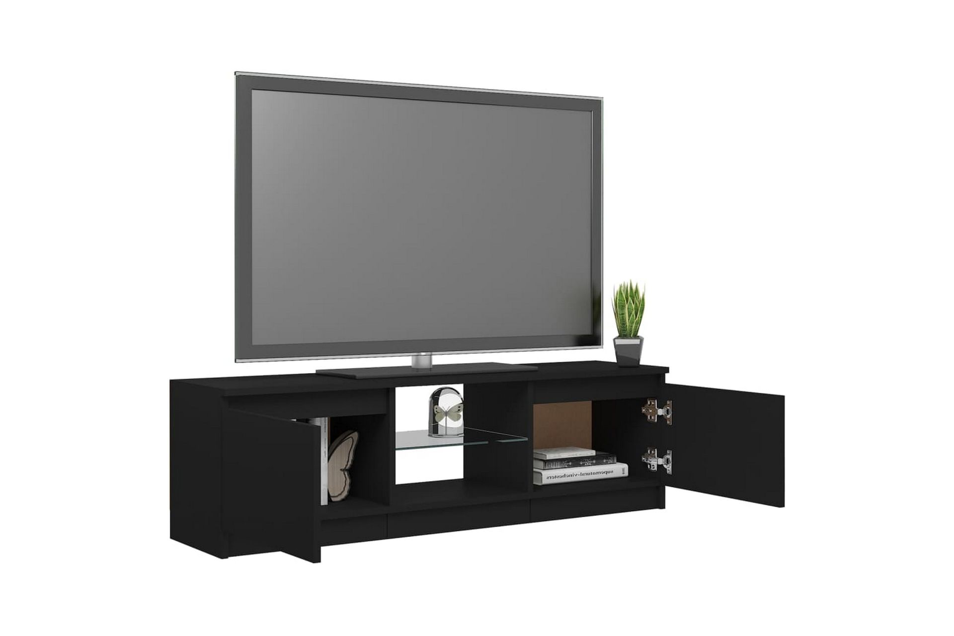 TV-benk med LED-lys svart 120x30x35,5 cm - Svart - Møbler - Mediamøbel & tv møbel - TV-benk & mediabenk