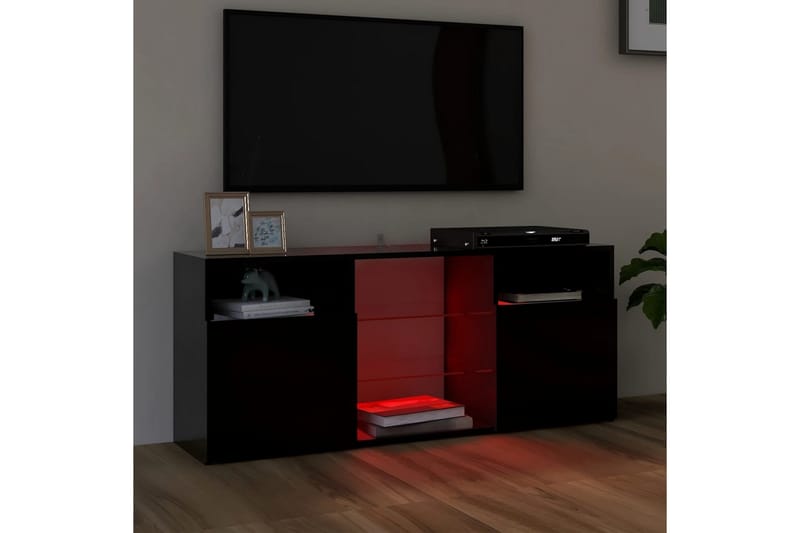 TV-benk med LED-lys svart 120x30x50 cm - Svart - TV-benk & mediabenk