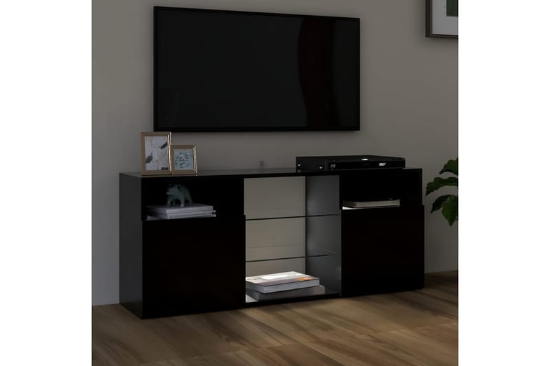 TV-benk med LED-lys svart 120x30x50 cm - Svart - TV-benk & mediabenk