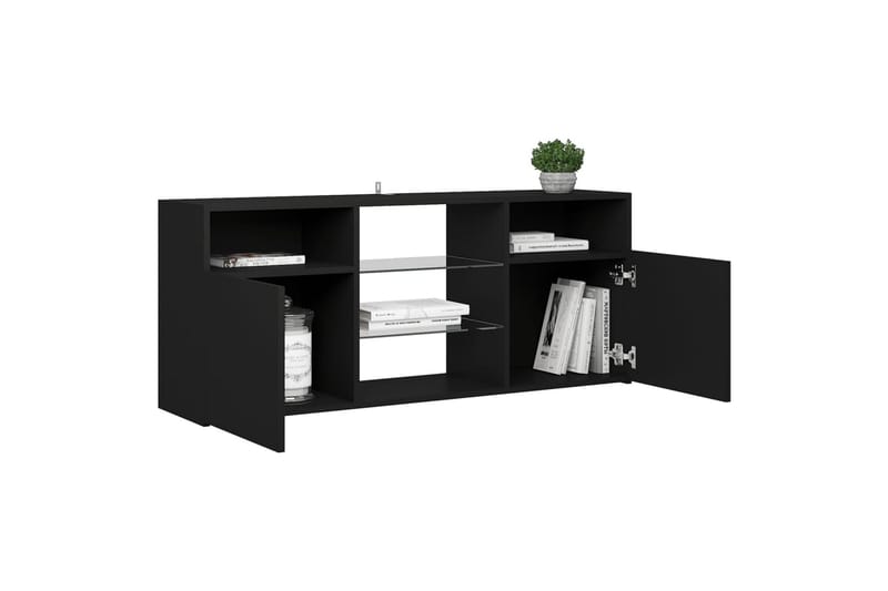 TV-benk med LED-lys svart 120x30x50 cm - Svart - Møbler - Mediamøbel & tv møbel - TV-benk & mediabenk