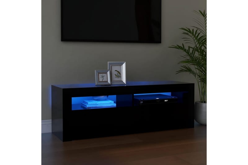 TV-benk med LED-lys svart 120x35x40 cm - Svart - Møbler - Mediamøbel & tv møbel - TV-benk & mediabenk
