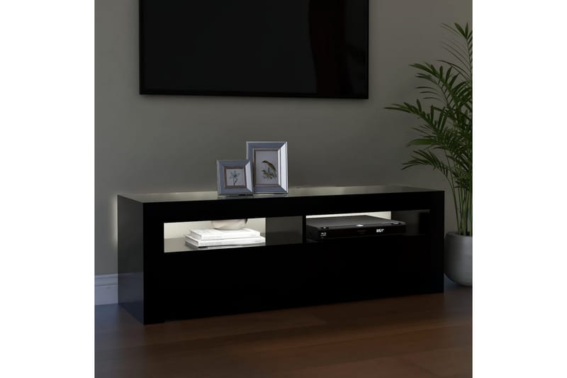TV-benk med LED-lys svart 120x35x40 cm - Svart - Møbler - Mediamøbel & tv møbel - TV-benk & mediabenk