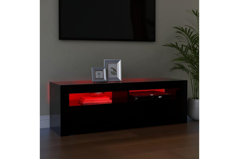 TV-benk med LED-lys svart 120x35x40 cm - Svart - Møbler - Mediamøbel & tv møbel - TV-benk & mediabenk