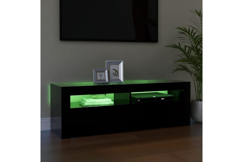 TV-benk med LED-lys svart 120x35x40 cm - Svart - Møbler - Mediamøbel & tv møbel - TV-benk & mediabenk