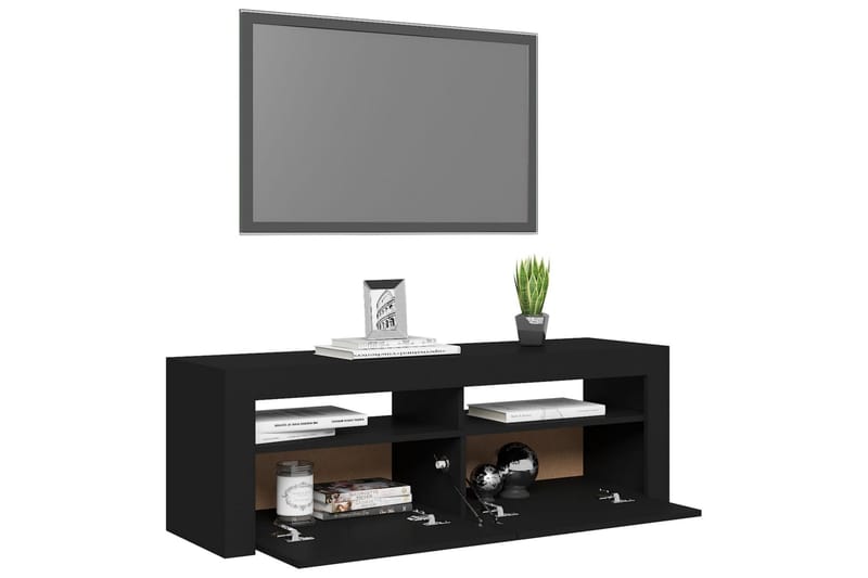 TV-benk med LED-lys svart 120x35x40 cm - Svart - Møbler - Mediamøbel & tv møbel - TV-benk & mediabenk