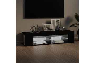 TV-benk med LED-lys svart 135x39x30 cm - Svart - Møbler - Mediamøbel & tv møbel - TV-benk & mediabenk