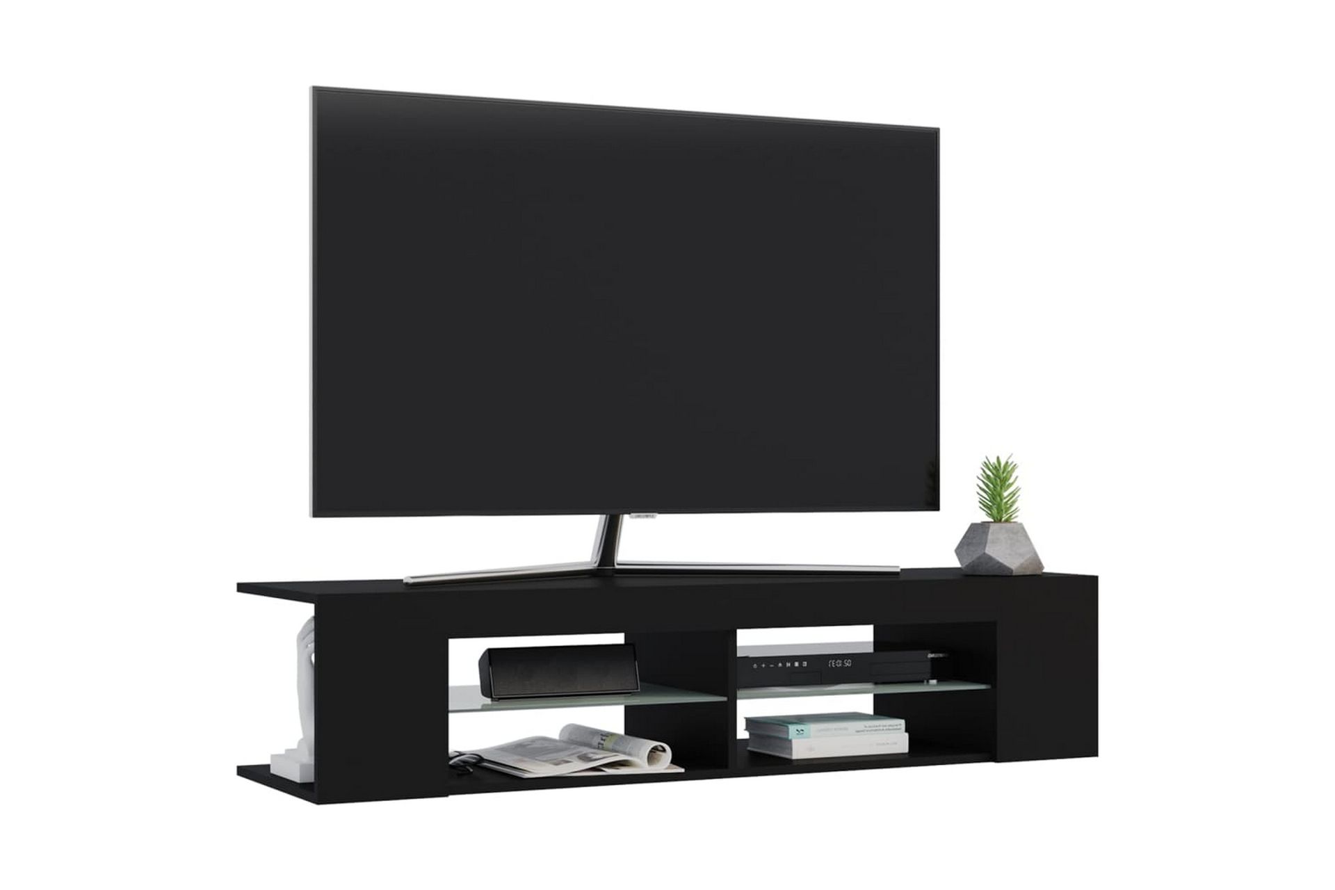 TV-benk med LED-lys svart 135x39x30 cm - Svart - Møbler - Mediamøbel & tv møbel - TV-benk & mediabenk