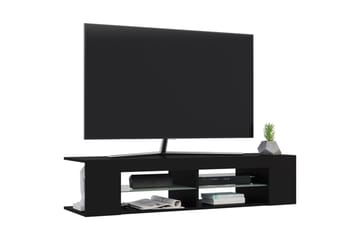 TV-benk med LED-lys svart 135x39x30 cm - Svart - Møbler - Mediamøbel & tv møbel - TV-benk & mediabenk