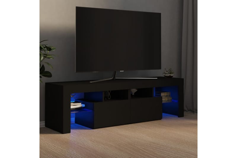 TV-benk med LED-lys svart 140x35x40 cm - Svart - Møbler - Mediamøbel & tv møbel - TV-benk & mediabenk