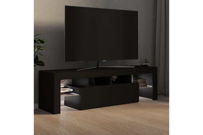 TV-benk med LED-lys svart 140x35x40 cm - Svart - Møbler - Mediamøbel & tv møbel - TV-benk & mediabenk