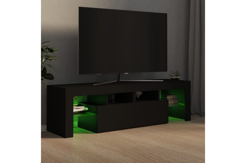 TV-benk med LED-lys svart 140x35x40 cm - Svart - Møbler - Mediamøbel & tv møbel - TV-benk & mediabenk
