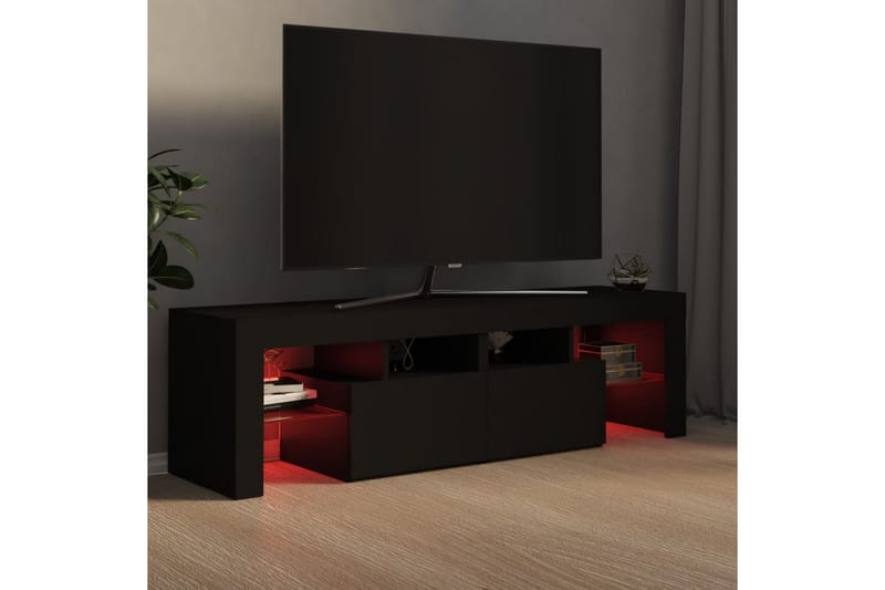 TV-benk med LED-lys svart 140x35x40 cm - Svart - Møbler - Mediamøbel & tv møbel - TV-benk & mediabenk