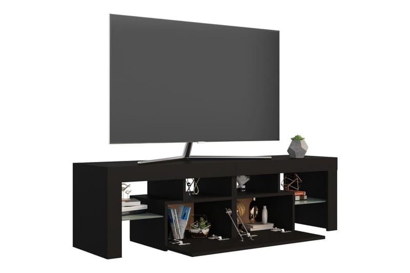 TV-benk med LED-lys svart 140x35x40 cm - Svart - Møbler - Mediamøbel & tv møbel - TV-benk & mediabenk