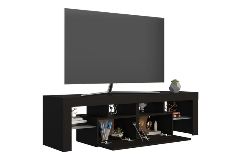 TV-benk med LED-lys svart 140x35x40 cm - Svart - TV-benk & mediabenk