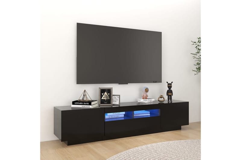 TV-benk med LED-lys svart 180x35x40 cm - Svart - TV-benk & mediabenk