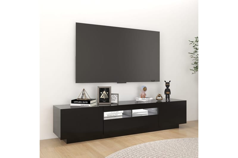 TV-benk med LED-lys svart 180x35x40 cm - Svart - Møbler - Mediamøbel & tv møbel - TV-benk & mediabenk