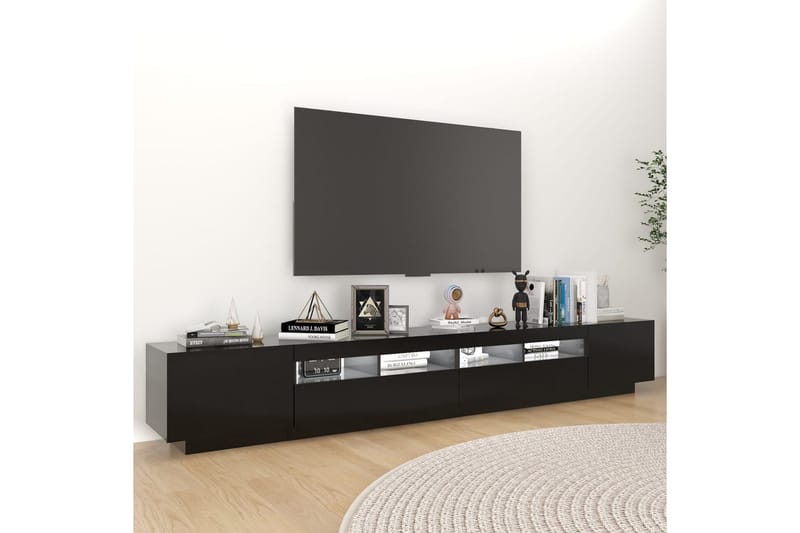 TV-benk med LED-lys svart 260x35x40 cm - Svart - TV-benk & mediabenk