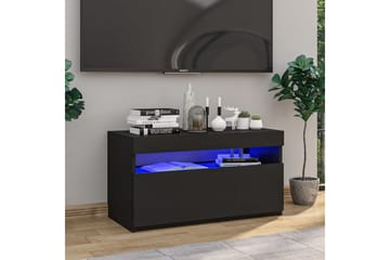 TV-benk med LED-lys svart 75x35x40 cm - Svart - Møbler - Mediamøbel & tv møbel - TV-benk & mediabenk