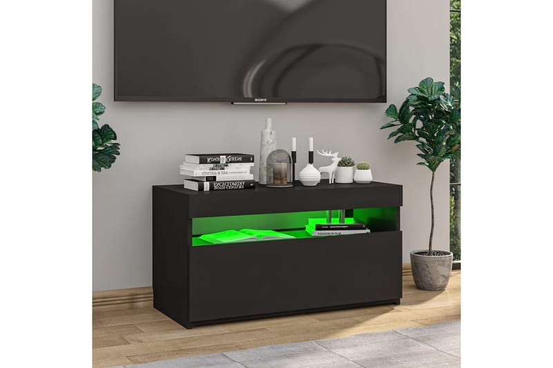 TV-benk med LED-lys svart 75x35x40 cm - Svart - TV-benk & mediabenk