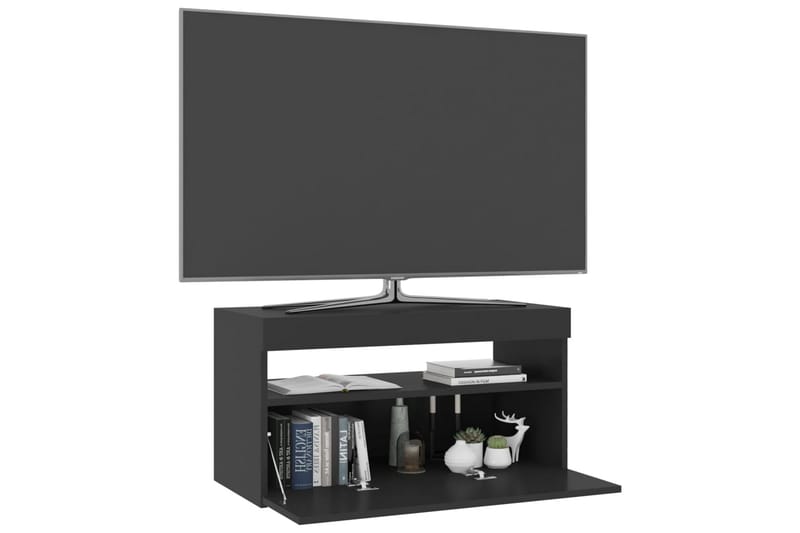 TV-benk med LED-lys svart 75x35x40 cm - Svart - TV-benk & mediabenk