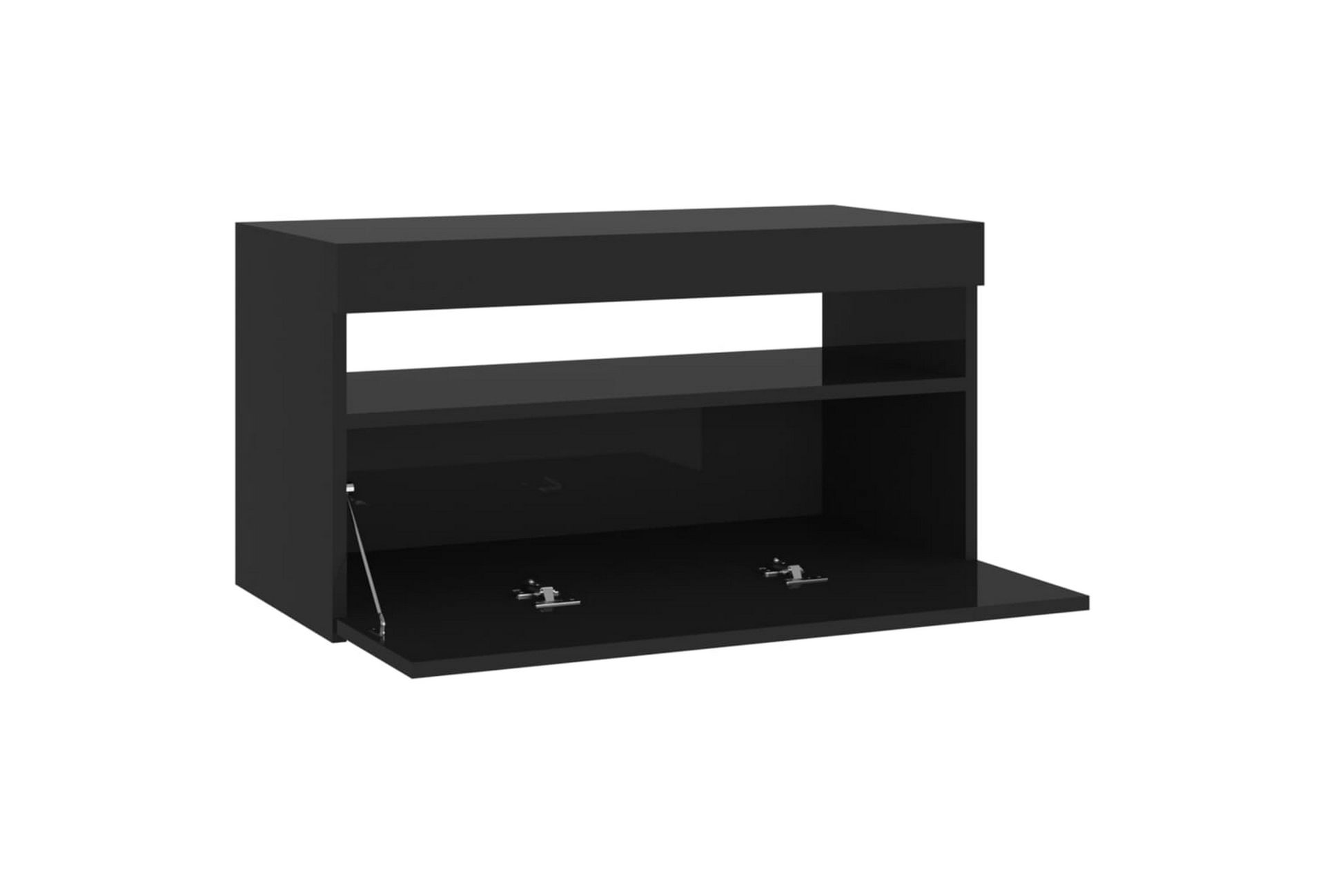 TV-benk med LED-lys svart 75x35x40 cm - Svart - Møbler - Mediamøbel & tv møbel - TV-benk & mediabenk
