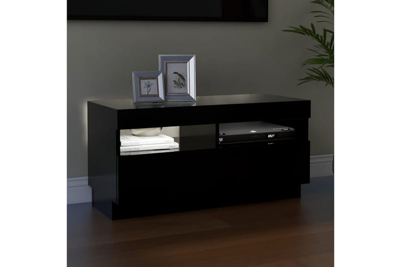 TV-benk med LED-lys svart 80x35x40 cm - Svart - Møbler - Mediamøbel & tv møbel - TV-benk & mediabenk