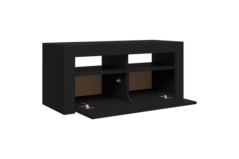 TV-benk med LED-lys svart 90x35x40 cm - Svart - Møbler - Mediamøbel & tv møbel - TV-benk & mediabenk