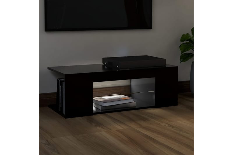 TV-benk med LED-lys svart 90x39x30 cm - Svart - TV-benk & mediabenk
