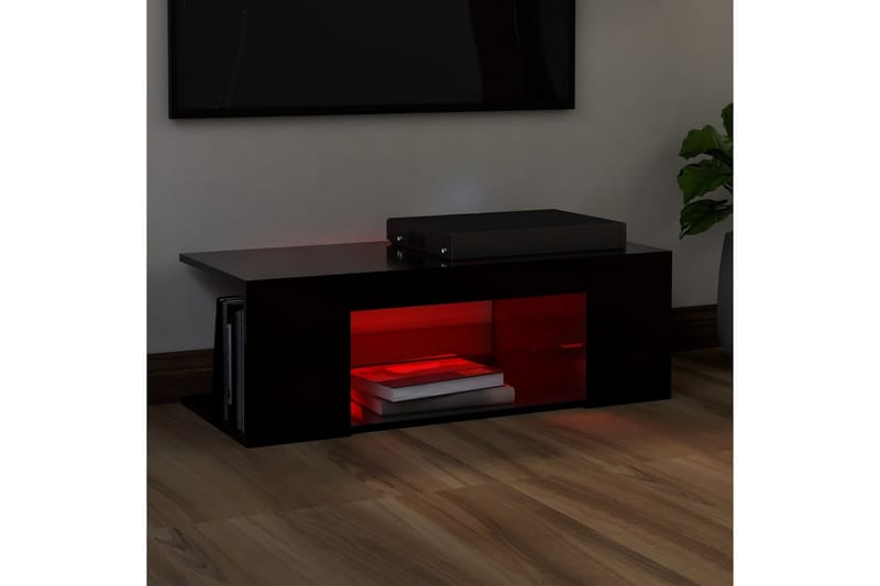 TV-benk med LED-lys svart 90x39x30 cm - Svart - TV-benk & mediabenk