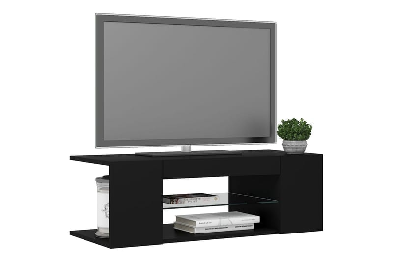 TV-benk med LED-lys svart 90x39x30 cm - Svart - TV-benk & mediabenk