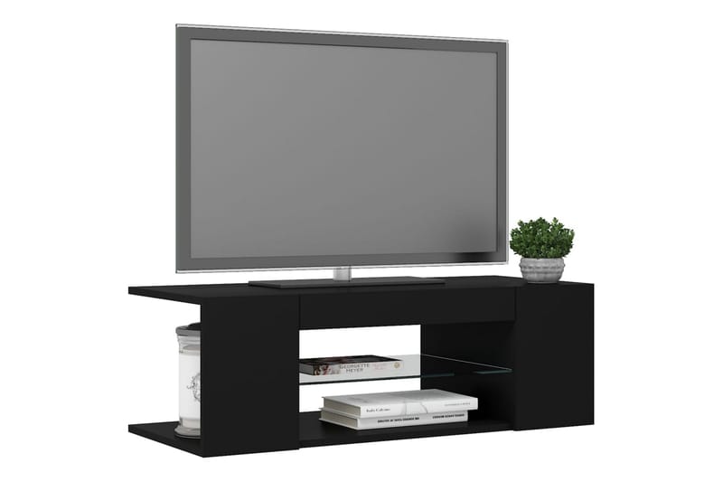 TV-benk med LED-lys svart 90x39x30 cm - Svart - Møbler - Mediamøbel & tv møbel - TV-benk & mediabenk