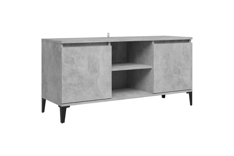 TV-benk med metallben betonggrå 103,5x35x50 cm - Grå - Møbler - Mediamøbel & tv møbel - TV-benk & mediabenk